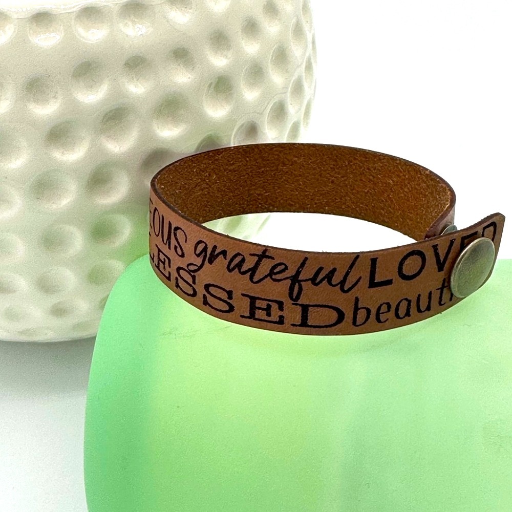 Leather Inspirational Words Bracelet by Gemini Creative